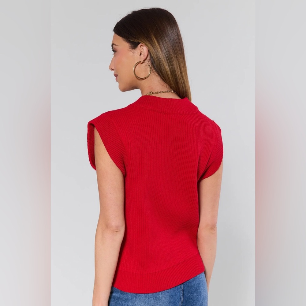 Avara Nicolette Red Knit Sweater Vest | Size M | NWT - Picture 4 of 9
